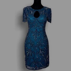 Scala vintage beaded mini silk dress
